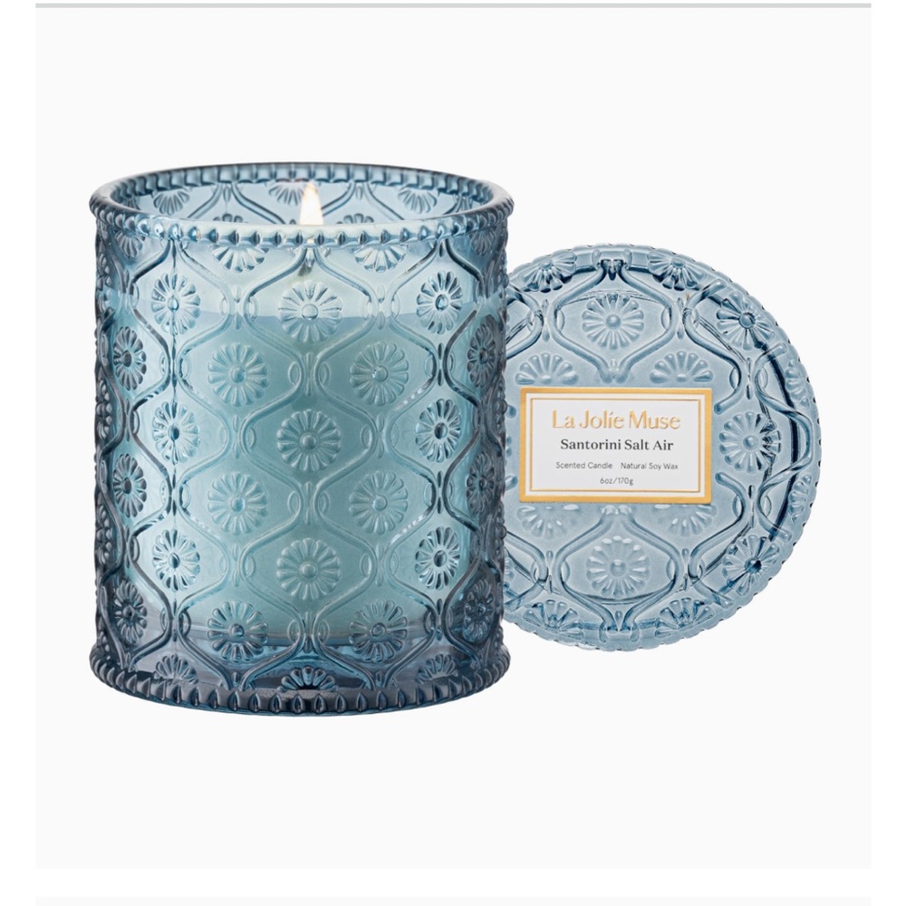 Santorini Salt Air Candle - Bergamot, Sea Daffodil, Sandalwood | 6 oz Soy